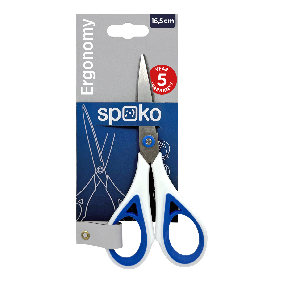 16,5 cm nožnice Spoko (s pogumovanými rúčkami)